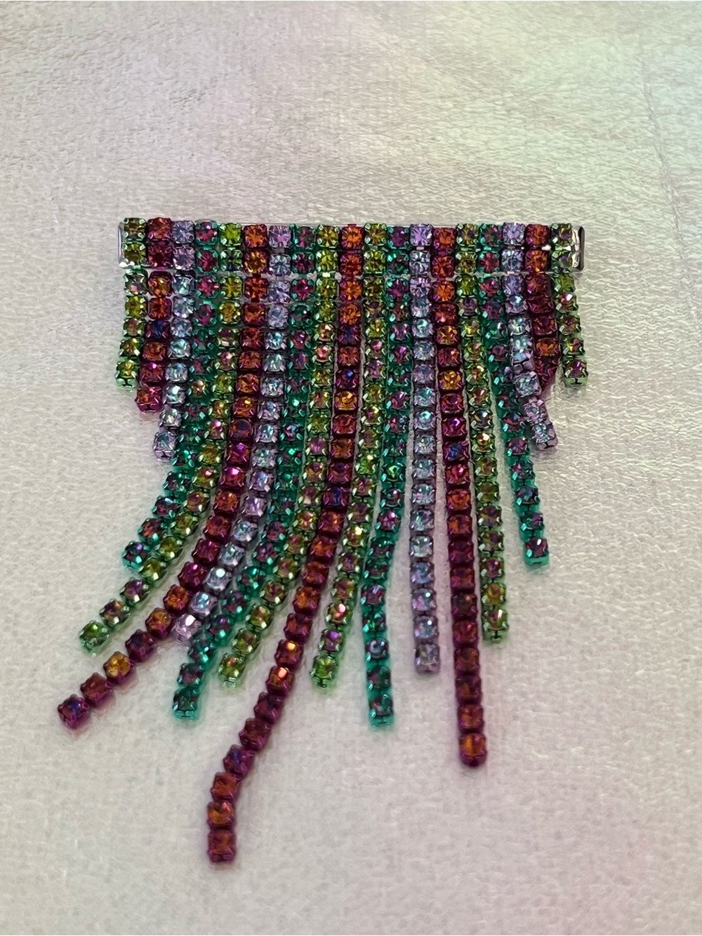 Multicolor Rhinestone Fringe Hair Clip - Women Accessories